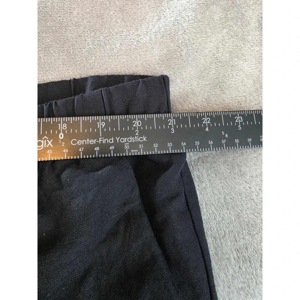 HM Womens XXL Black Linen Blend Drawstring Elastic Waist Relaxed Crop Pants